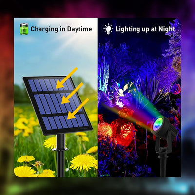 Projecteur Solaire RGB Arbre Couleur Changeante Mur Jardin