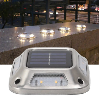 Lampe Solaire Encastrée Sol Inox 8 LED Étanche Jardin Villa