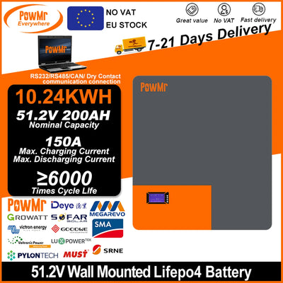 Batterie Solaire LiFePO4 51,2V 200Ah 10,24 kWh