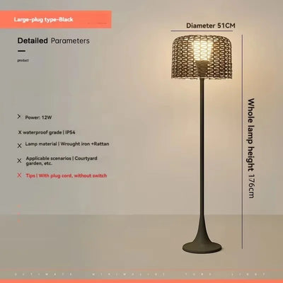 Lampadaire Solaire Décoratif en Rotin pour Terrasse