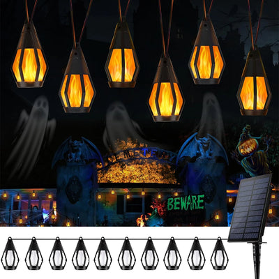 Guirlande Solaire Halloween 10 Ampoules Flamme Vacillante
