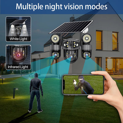 Caméra de Surveillance Extérieure 4G Solaire PTZ Zoom 10x