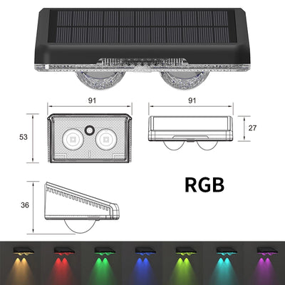 Applique Solaire Clôture LED RGB Étanche Jardin Extérieur