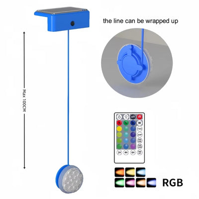 Lampe Solaire Piscine Submersible RGB IP68 avec Télécommande