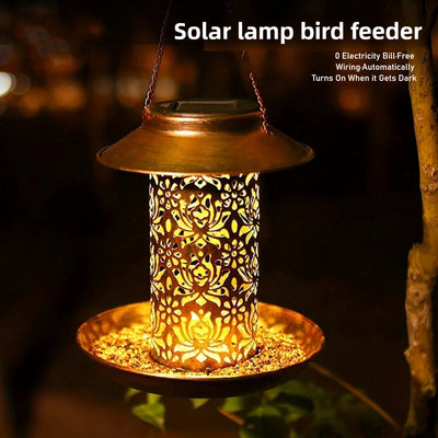 Mangeoire Solaire à Oiseaux Suspendue avec Veilleuse LED