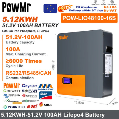 Batterie Solaire LiFePO4 51,2V 100Ah 5,12 kWh