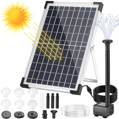 Kit Fontaine Solaire 12 W avec Buse Télescopique pour Bassin
