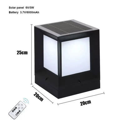 Dimensions de la borne solaire LED extérieure en aluminium