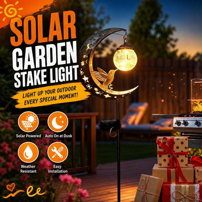 Lampe Solaire Colibri Lune et Étoiles en Fer pour Jardin