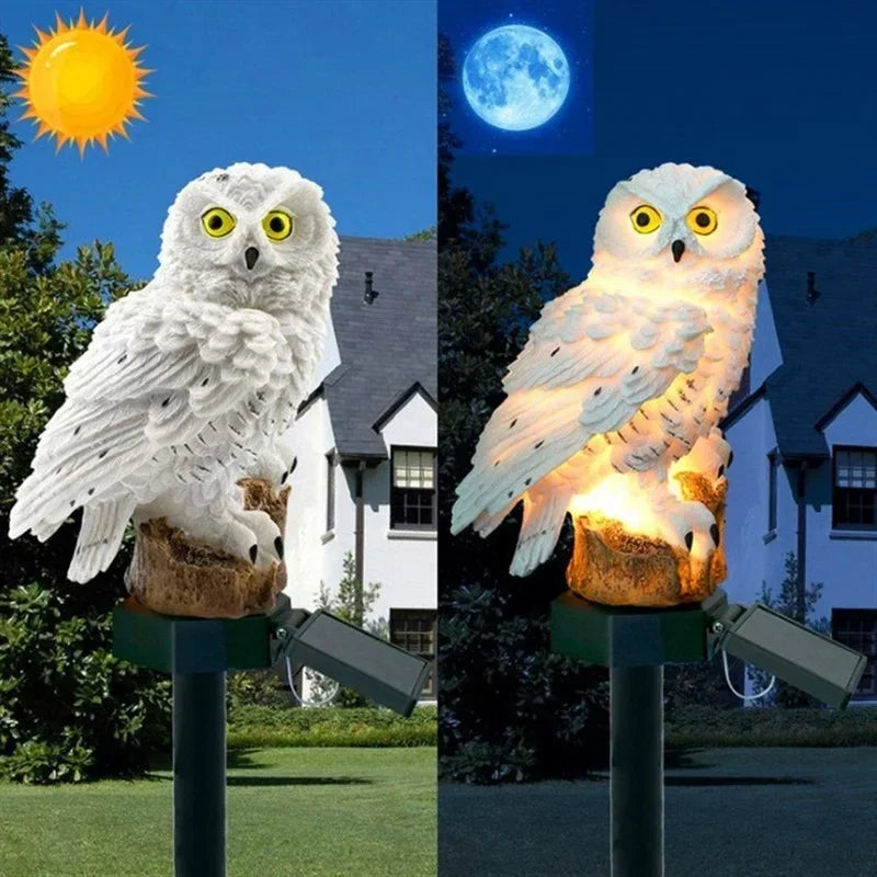 Lampe Solaire Décorative Hibou LED Étanche pour Jardin