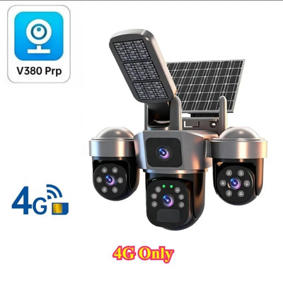 Caméra de Surveillance Solaire DIFANG 4G 8K 3 Objectifs