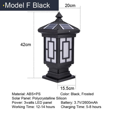 Lampe Solaire Pilier Jardin Décoration Étanche