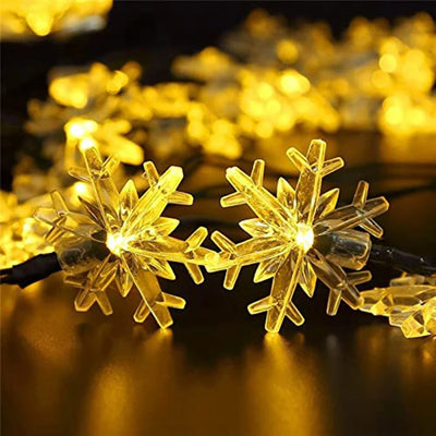 Lampe Solaire Flocon de Neige 62 LED Étanche Arbre de Noël