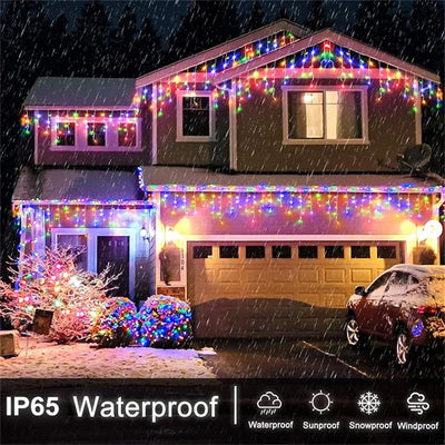 Rideau Solaire Glaçons LED Étanche Noël pour Avant-Toit