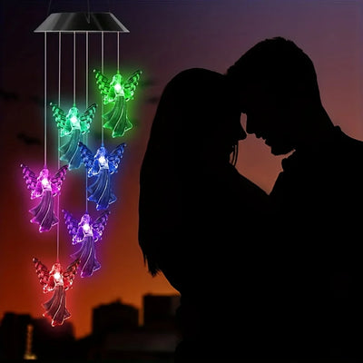 Carillon Solaire Ange Lumineux à Suspendre pour Jardin