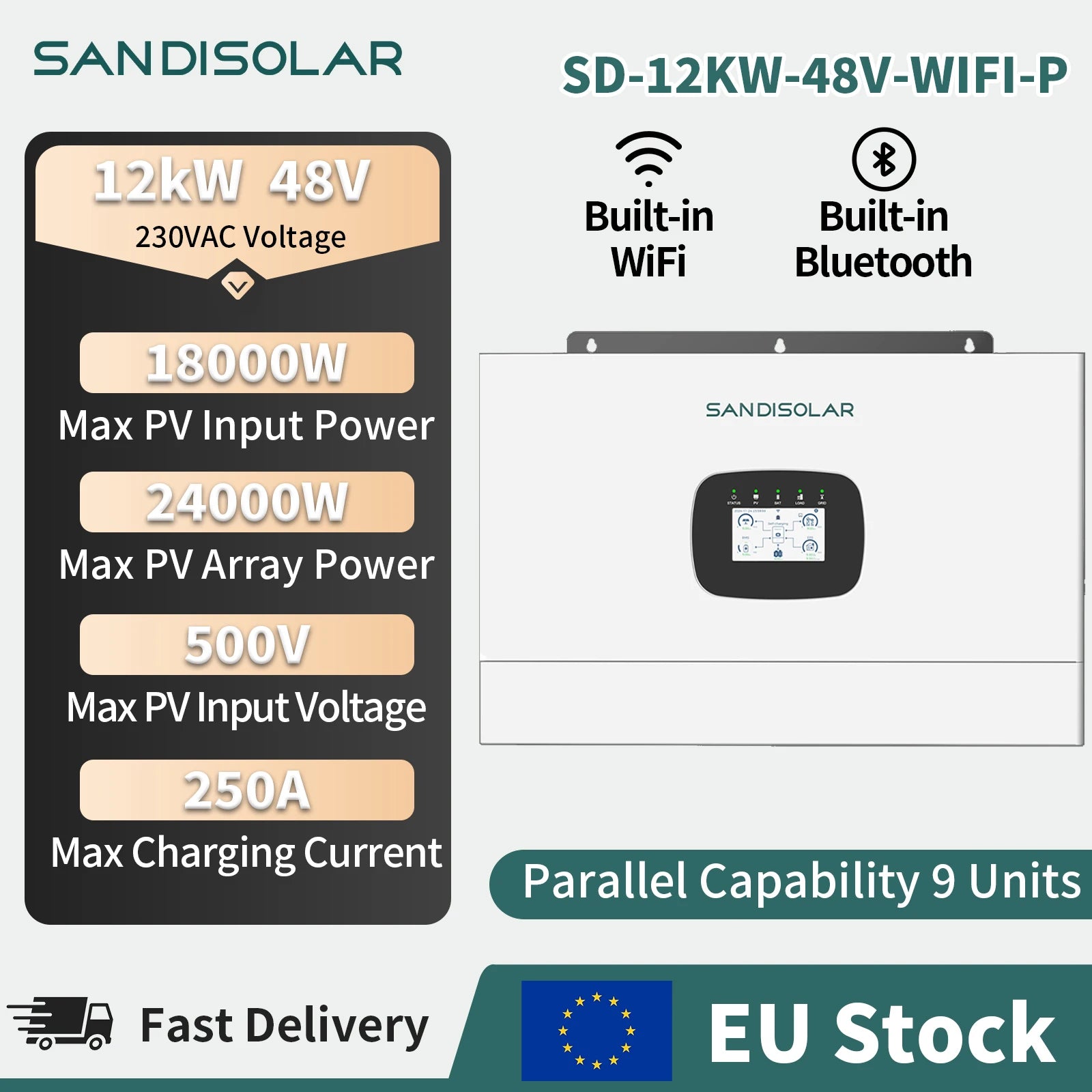 Onduleur Solaire Hybride 12 kW Double MPPT 230V