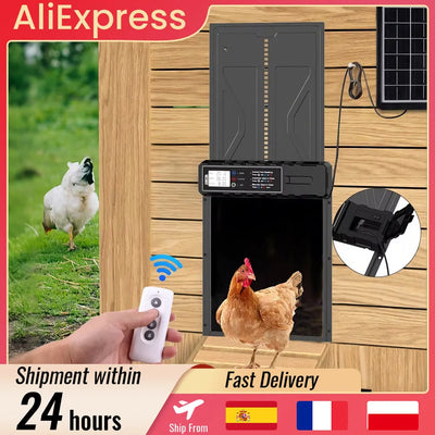 Porte Automatique de Poulailler Solaire Aluminium Double Alimentation