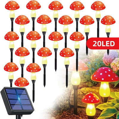 Lampes Solaires Champignons Rouges Décoratives pour Allée