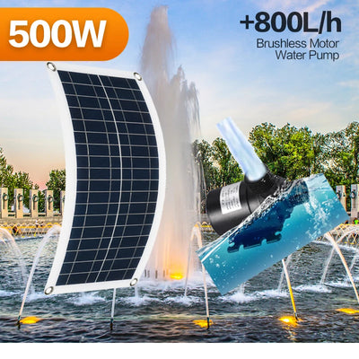 Pompe Solaire 12V 500W 800 L/h avec Panneau et Batterie