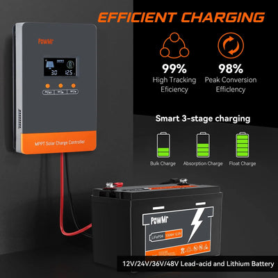Régulateur Solaire MPPT 100A 12V 24V 48V - vue 3
