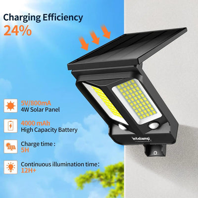 Lampe Solaire Murale 4000mAh 1200LM Double Capteur