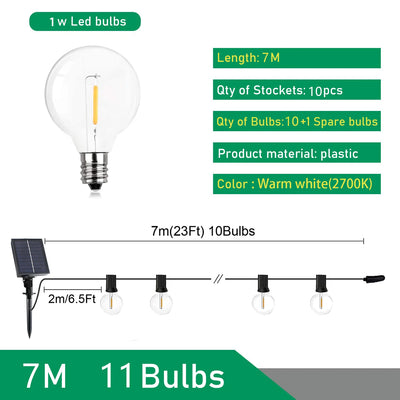 Guirlande Solaire Extérieur Guinguette Ampoules G40 LED