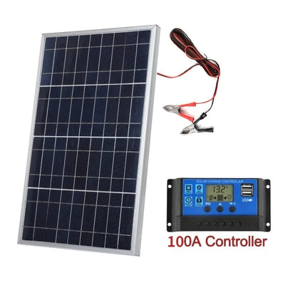 Kit Panneau Solaire Portable 20W 18V avec Pinces Crocodiles
