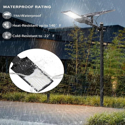 Lampadaire Solaire Rue LED 6500K Étanche Sécurité Parking