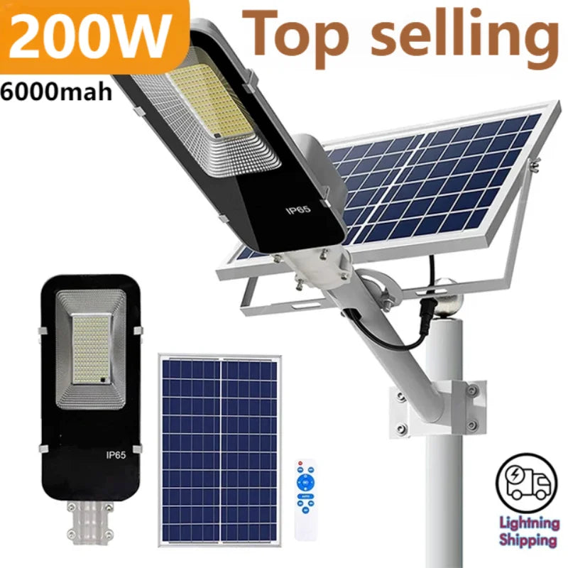 Lampadaire solaire 200W puissant pour extérieur