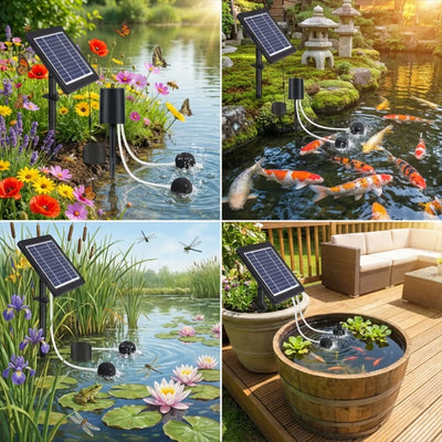 Pompe à Oxygène Solaire pour Bassin avec Pierres à Bulles