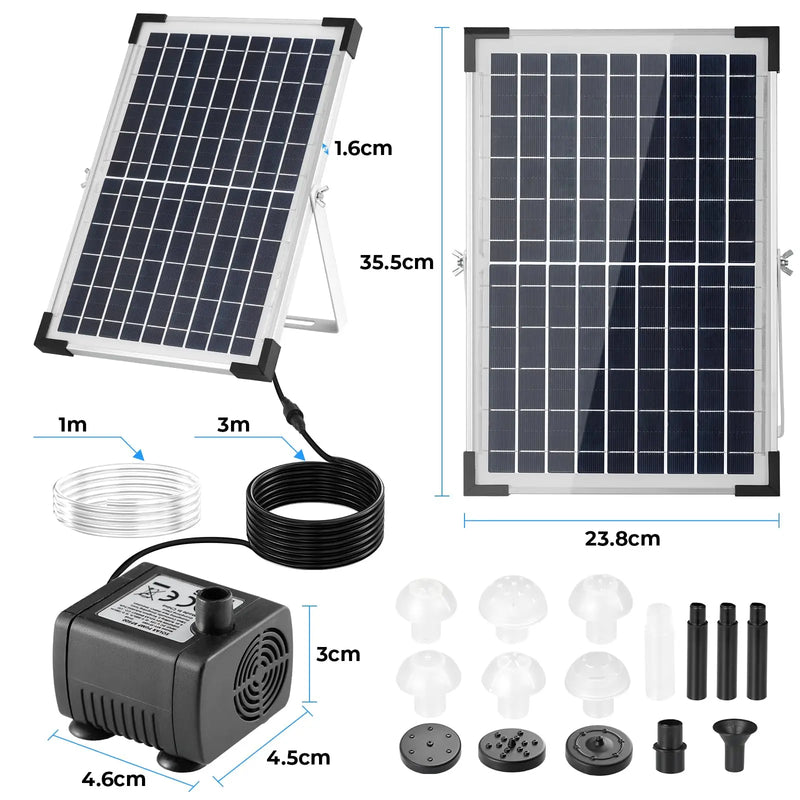 Fontaine Solaire 12 W 190 L/h pour Bassin avec 9 Buses
