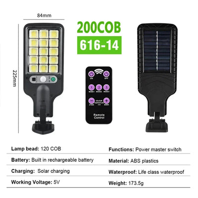 Lot de Lampes Solaires Extérieures 200 COB Détecteur de Mouvement