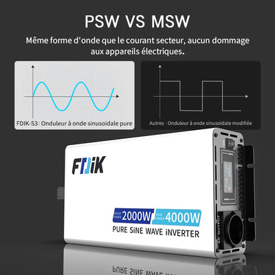 Convertisseur Solaire Onde Pure 4000W 12V/24V
