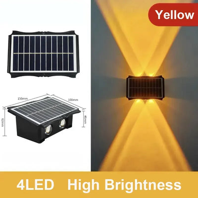 Applique Murale Solaire Extérieur Bidirectionnelle RGB Blanc Chaud 4 à 8 LED