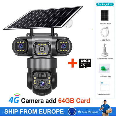 Caméra Solaire 4G Extérieure PTZ Tri-Objectif - vue 8