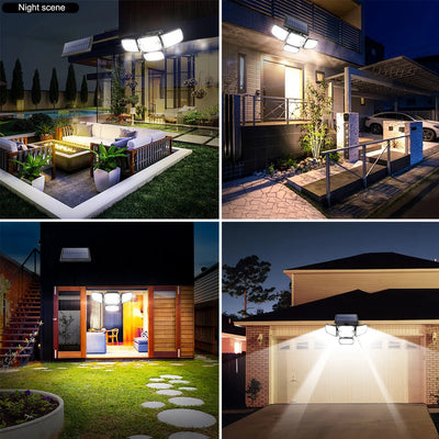 Projecteur Solaire 4 Têtes Réglables 6500K IP65 Télécommande