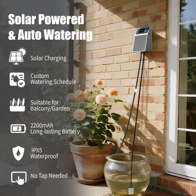 Système d'arrosage solaire installé sur un balcon