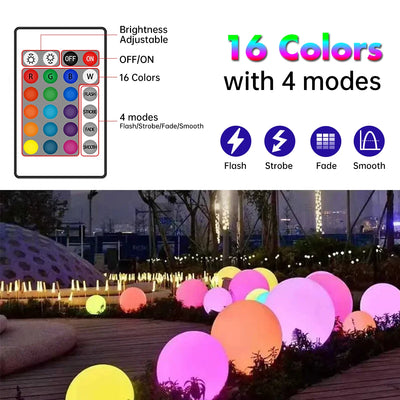 Boule Solaire LED 16 Couleurs Étanche Décoration Jardin