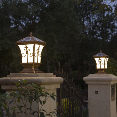 Borne Solaire de Jardin LED Étanche Bronze