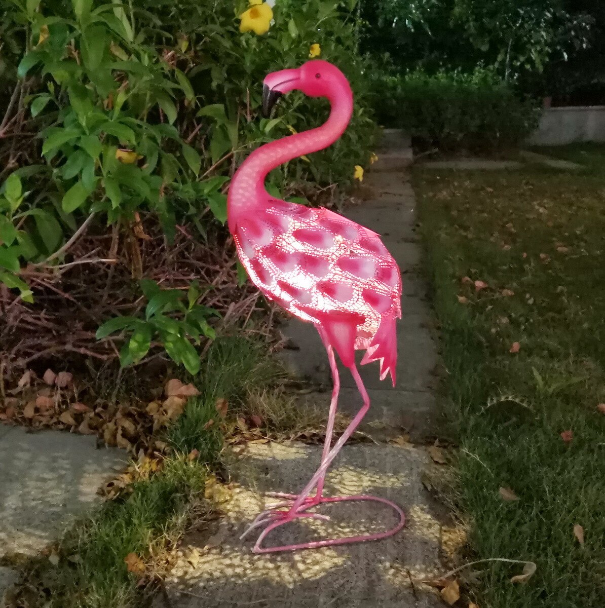 Flamant rose lumineux solaire LED pour jardin