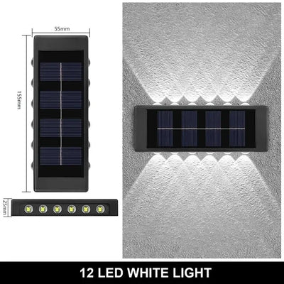 Applique Solaire Murale 12 LED Haut et Bas pour Balustrade