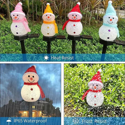 Piquet Solaire Bonhomme de Neige LED pour Allée de Noël