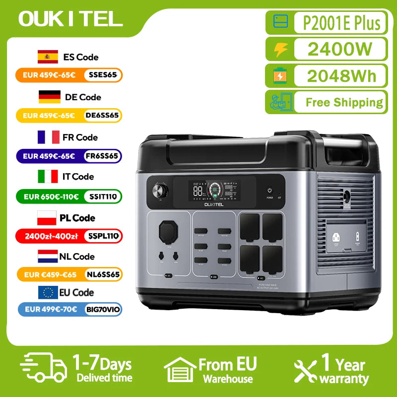 Station d'Énergie Solaire 2400W 2048Wh LiFePO4