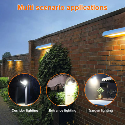 Projecteur solaire argent 30cm pour mur extérieur
