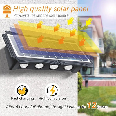 Applique Murale Solaire Extérieur Bidirectionnelle RGB Blanc Chaud 4 à 8 LED