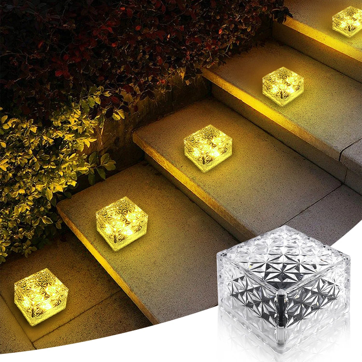 Lampe solaire LED en forme de cube de glace décorative pour jardin