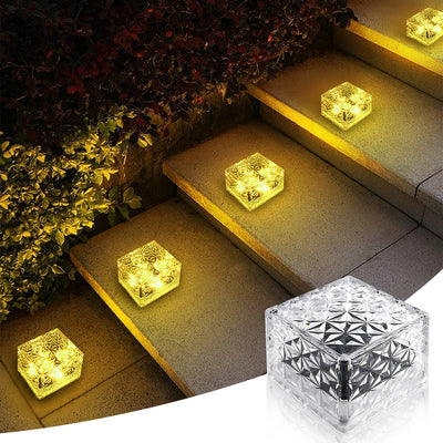 Lampe Solaire Cube de Glace LED Décorative Jardin Piscine