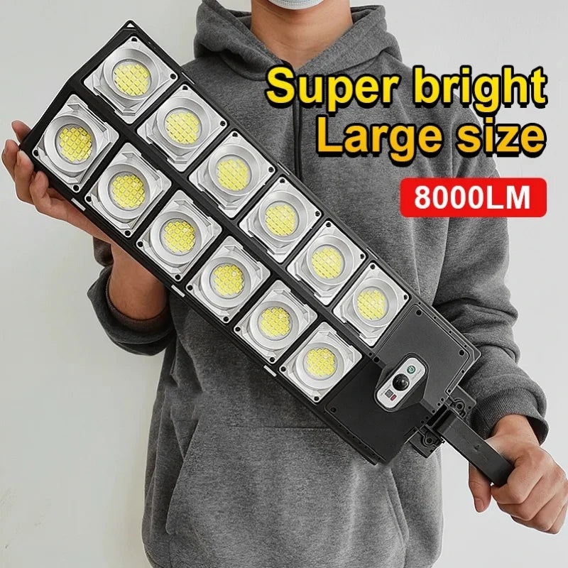 Projecteur solaire 8000lm avec détecteur de mouvement et télécommande