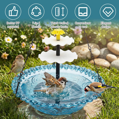 Bain d'Oiseaux Suspendu à Fontaine Solaire pour Jardin