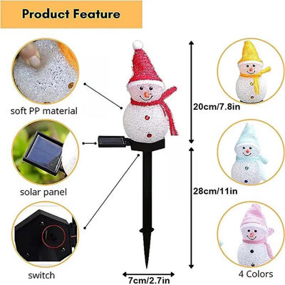 Lampe Solaire Bonhomme de Neige LED Étanche Jardin et Allée
